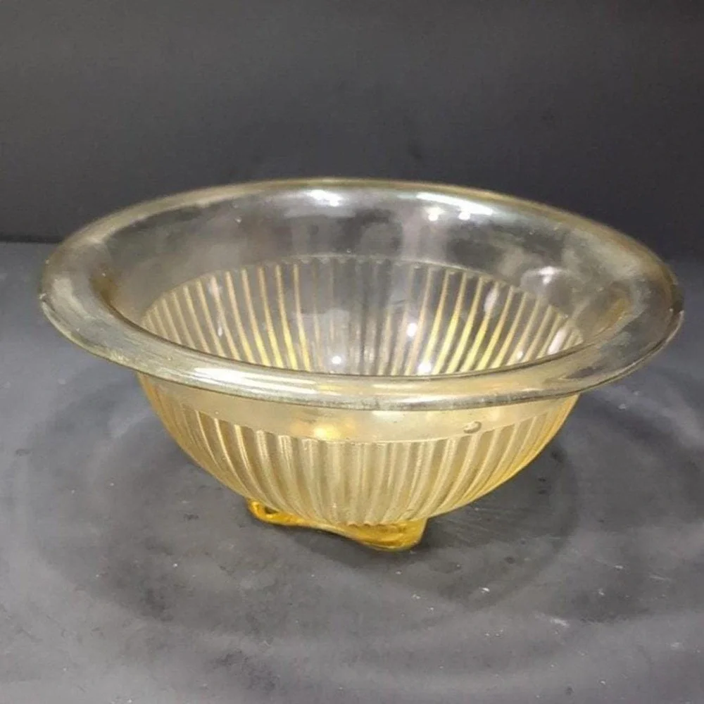 Federal Glass Ribbed Amber Mixing Bowl, Nested Yellow Kitchenware,‎ Replacement